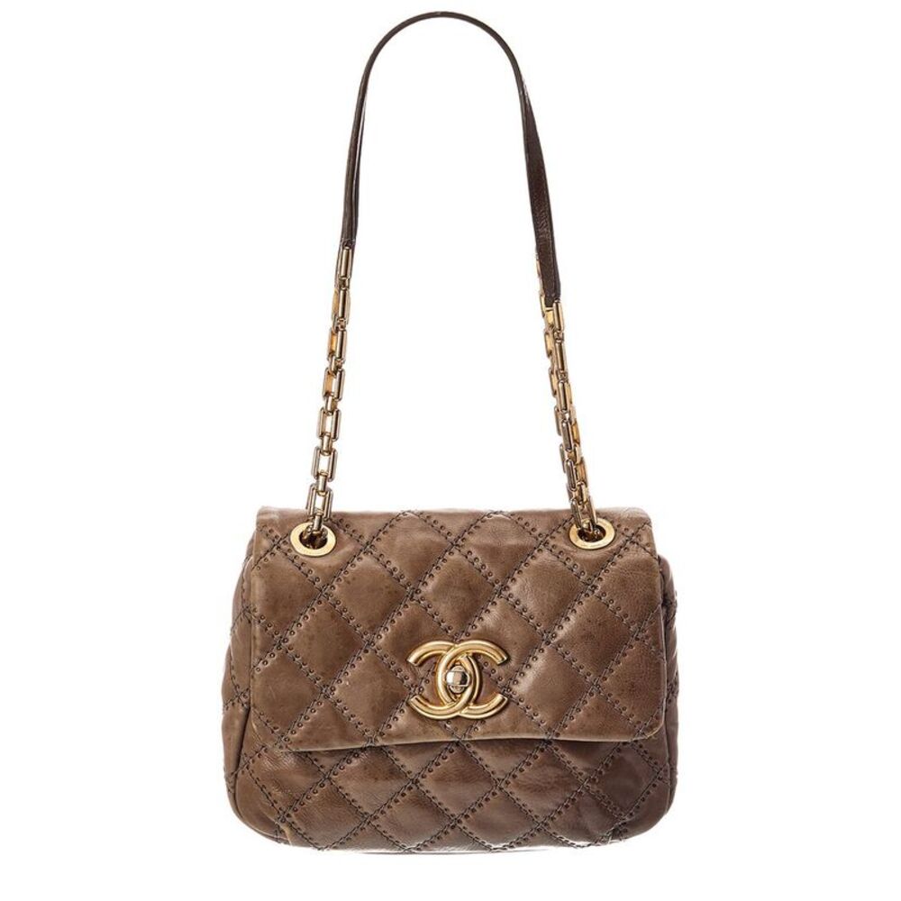 Chanel Brown Quilted Leather Ultimate Stitch Retro Chain Flap Bag (Authentic